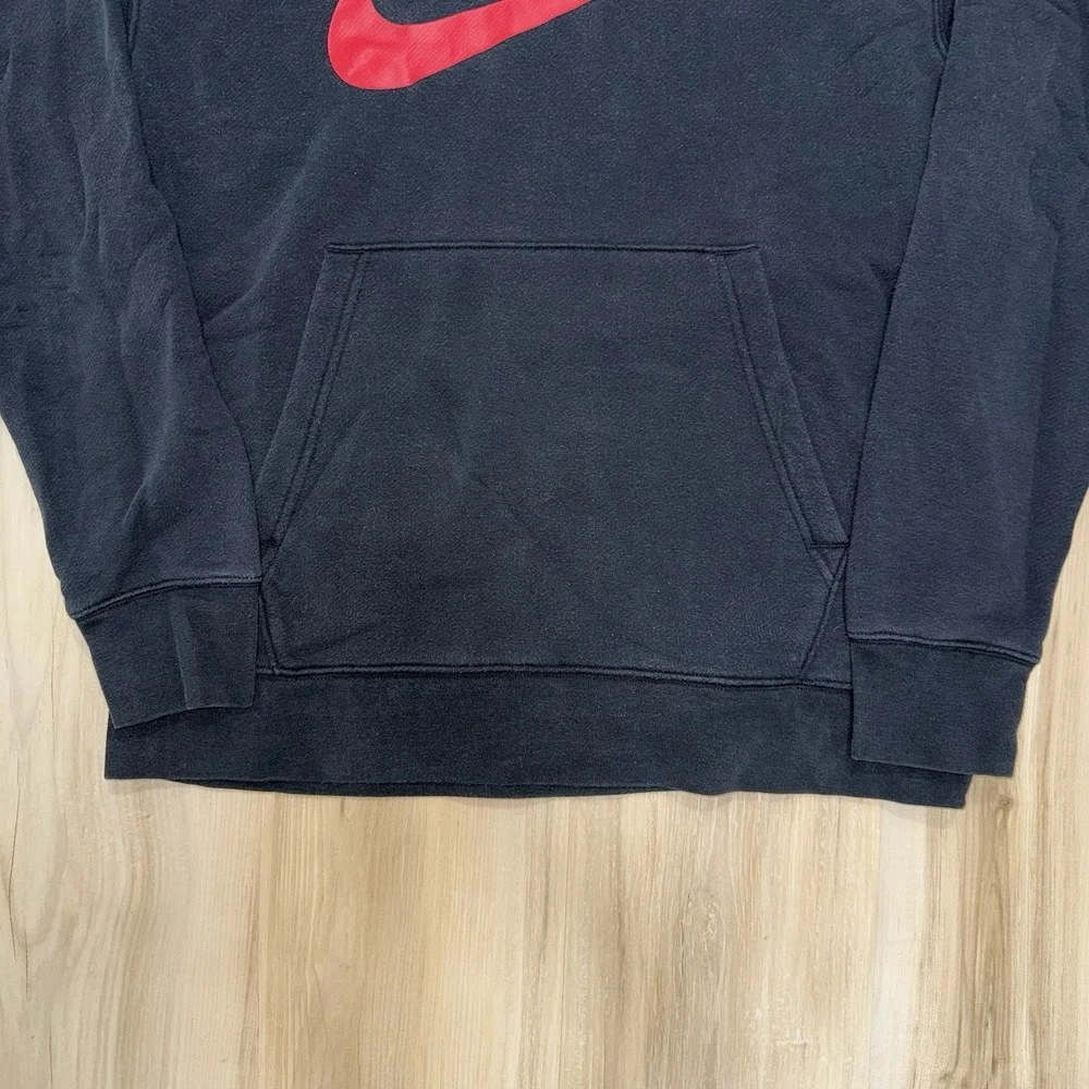 Vintage Nike Black Hoodie Sweatshirt Men's M Red Center Logo Swoosh Black Tag